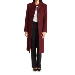 NEW JONES NEW YORK Single-Breasted Maxi Coat SIZE 4 Cranberry/100%AUTHENTIC